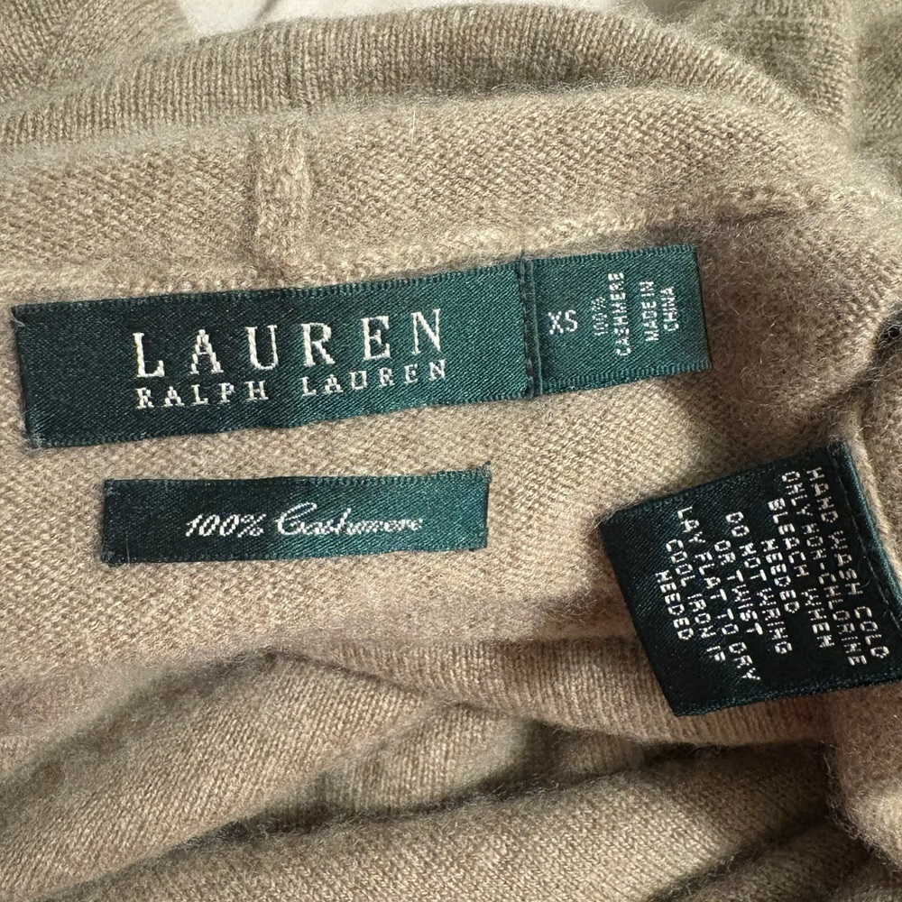 Ralph Lauren 100% Cashmere Turtleneck Sweater Dress Midi Long Sleeve Tan Brown - Picture 3 of 10